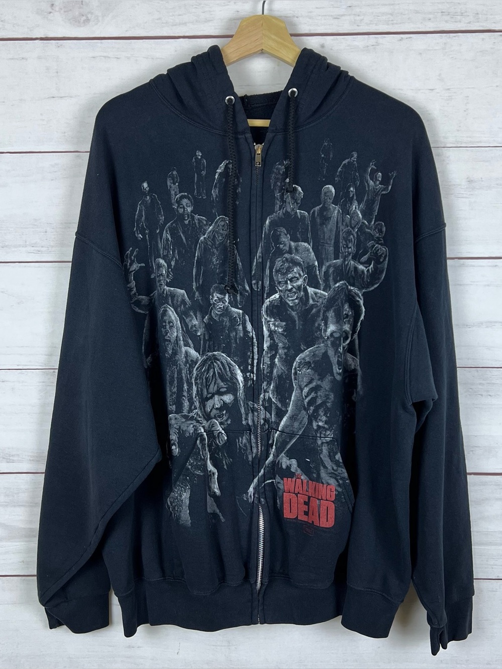 Vintage 2012 The Walking Dead HERD Full Zip Hoodie Black Sweatshirt Men’s XL/2XL